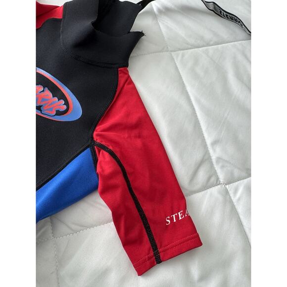 Stearns Unisex Kids Wetsuit Black Blue Color Block Short Sleeve Zip Mock Neck S - Picture 3 of 10